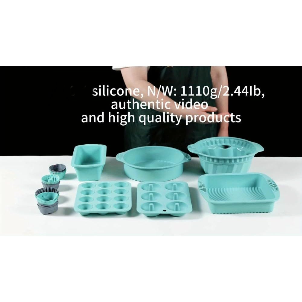 NYSDM - Juego de 30 Utensilios antiadherentes de Silicona para Hornear, Incluye Molde para Hornear, Molde para Pasteles, Molde para donas, Molde para Muffins y 24 moldes de Silicona para Cupcakes