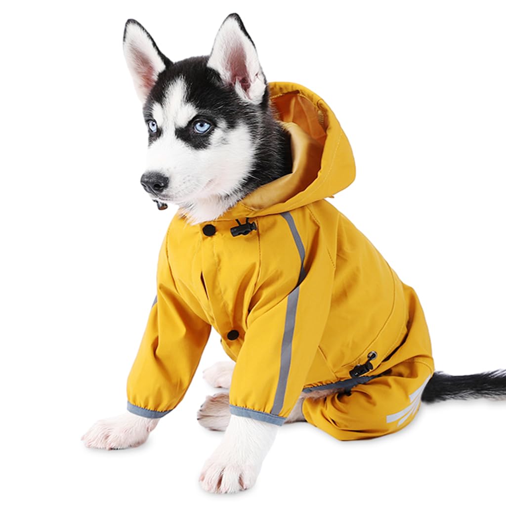 Qpets® Dog Rain Jacket, Outdoor Rain Coat for Dog Button Up, Drawstring Hood Design Dog Rain Jacket Fashion Dog Rain Coat with Reflective Strip (Neck-34CM/13, Chest-54CM/21.3) (B0CT8V5M5N) Amazon Price History, Amazon Price Tracker
