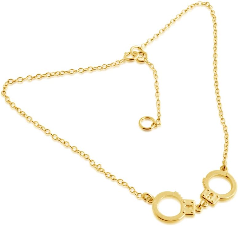 AZAGGI Gold Plated Anklet Handcuffs Police Beach Foot Anklet Bracelet.