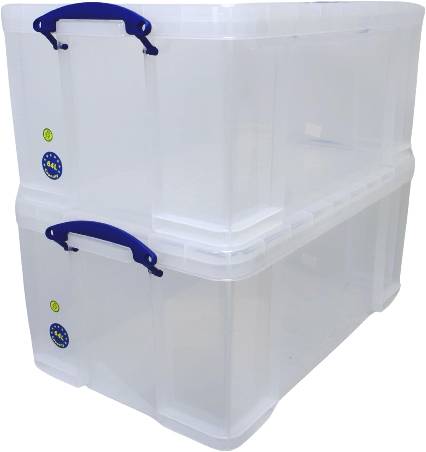 Really Useful Box Plastic Storage 64 Litre Clear (Pack of 2)