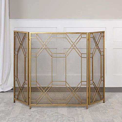 Funkenschutzgitter Hochleistungs-faltender Kamin-Schirm, 3-Panel Gold...