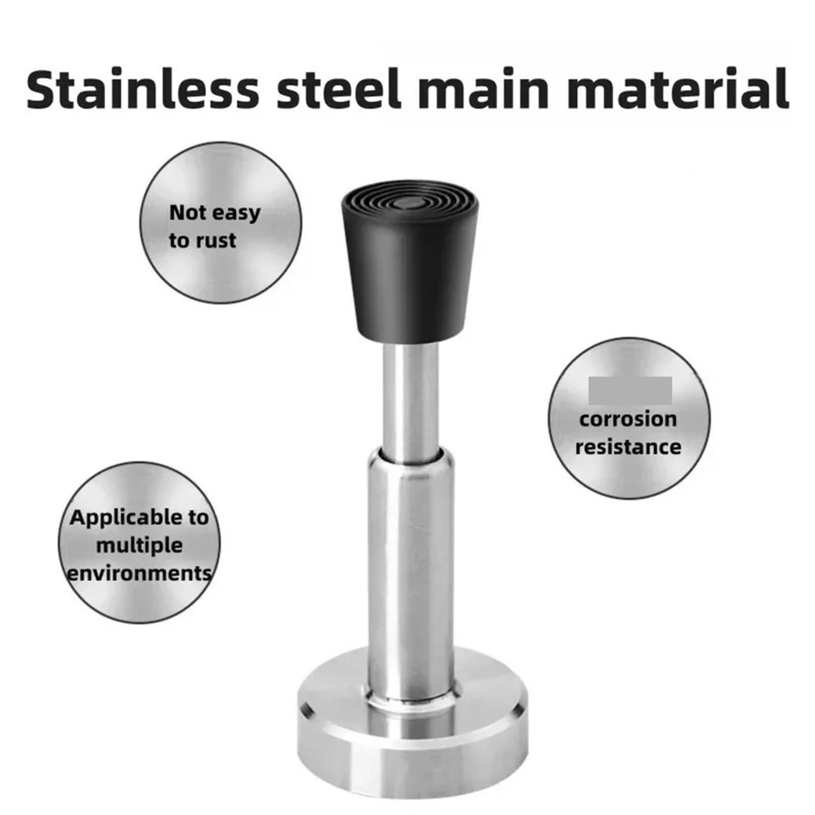 Tope de puerta sin taladro 3 uds. silencioso con amortiguador hidráulico, soporte anticolisión for entrada, vidrio para Puertas de Madera(Black-155mm)