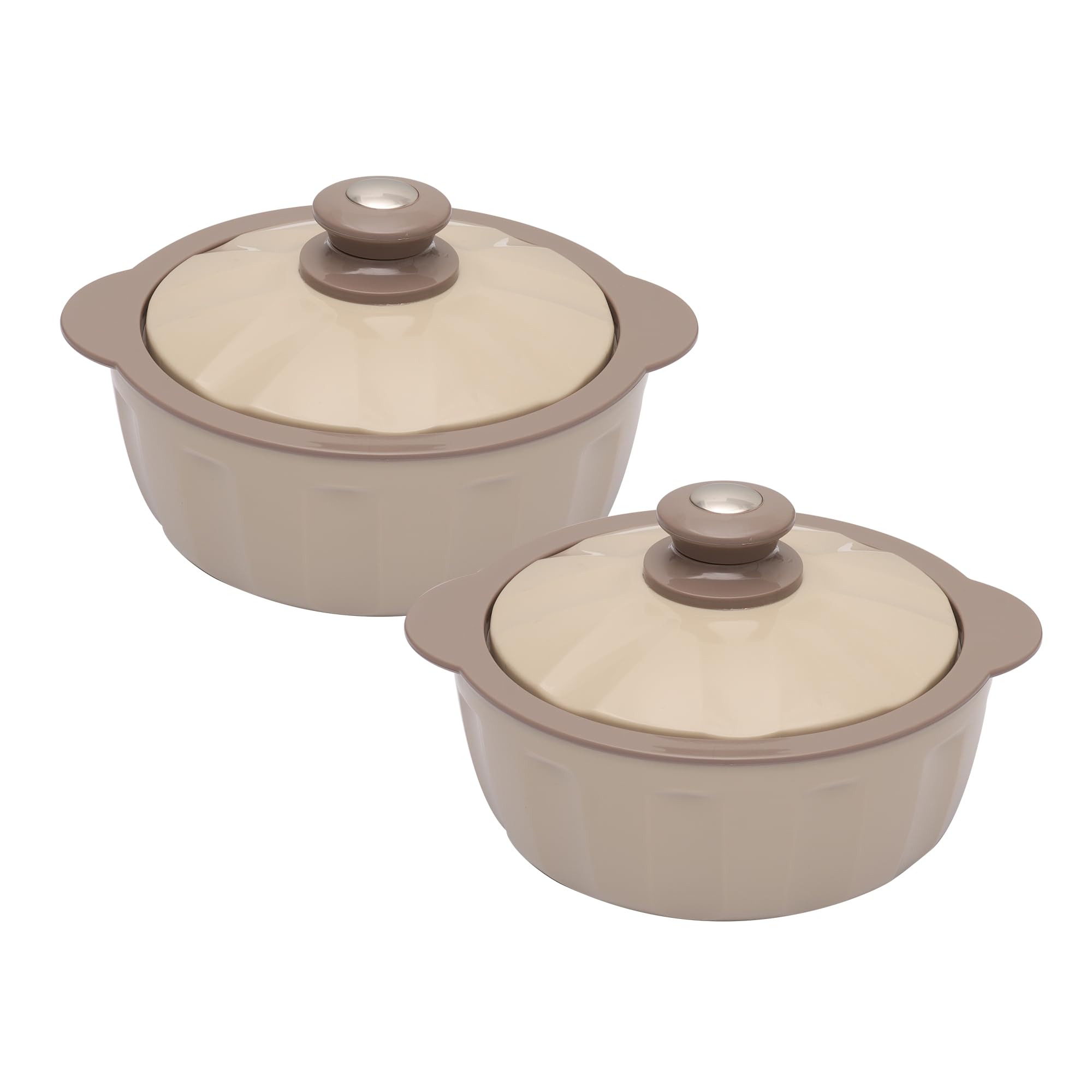 JAYPEE HOTFEAST Inner Stainless Steel Casserole Twin Set of 2, 800ml, BPA Free Insulated casserole Set |Sabji Container |Small Chapati Box |Food Grade Serving Set, Coffee