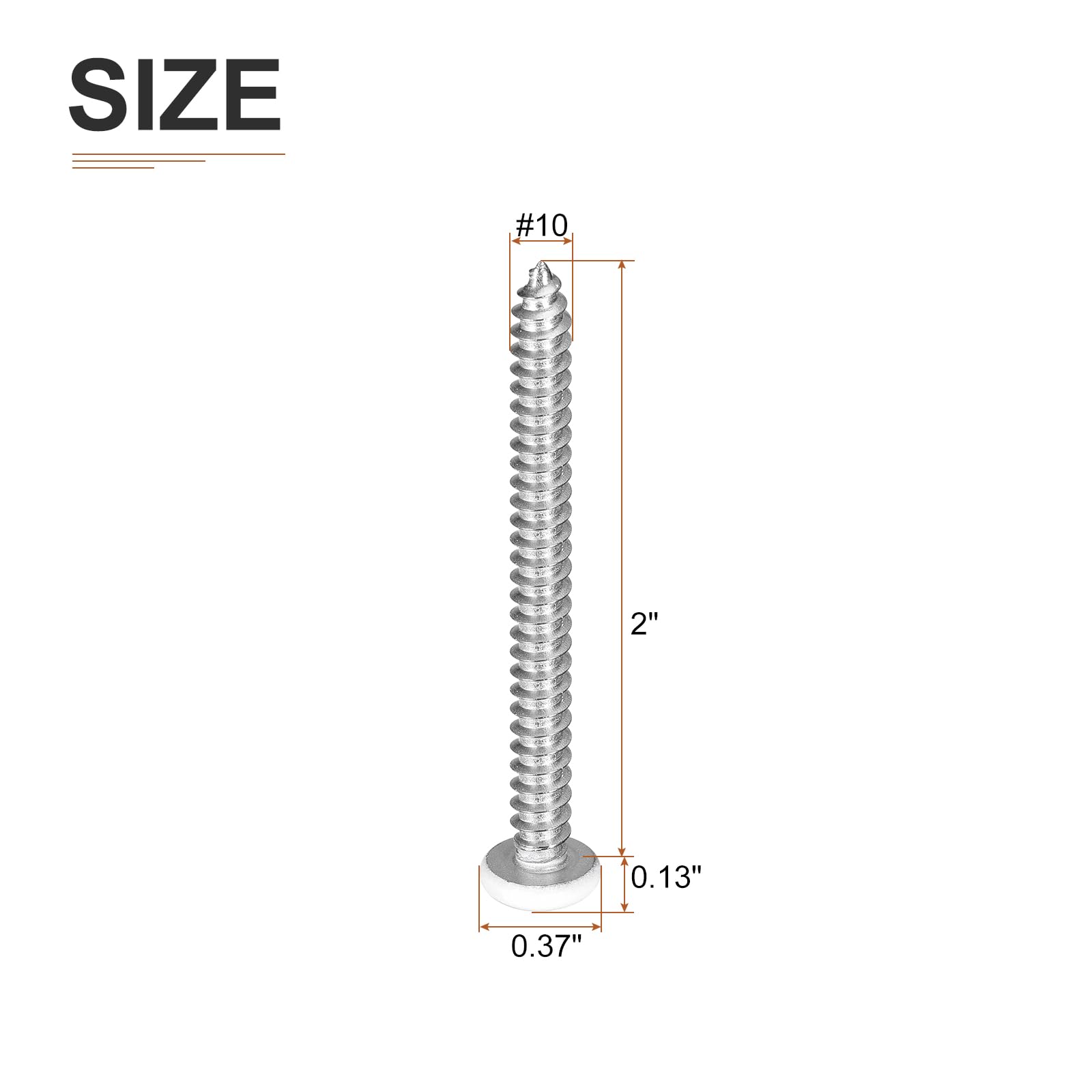 DTGN #10x2" White Screws 100Pack - 304 Stainless Steel Pan Head Phillips Sheet Metal Screw Self-tapping Screw Wood Screws - Image 2