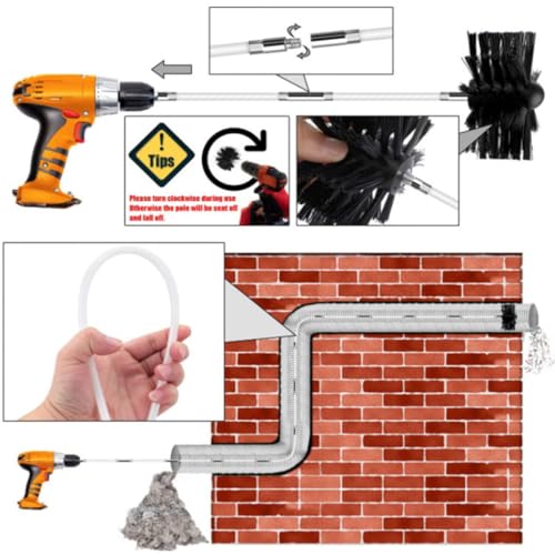 Kit de ramonage cheminée flexible avec brosse nylon pour conduit - 4