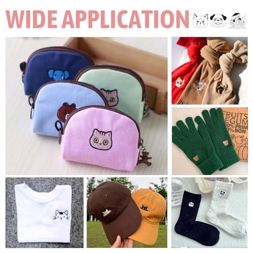 Image of Magibeads 68 Patterns Animal Mushroom Water-Soluble Embroidery Dog Cat Flower Ladybug Dragonfly Stick and Stitch Embroidery Paper Starter Kit for Hand Sewing Beginners Adult