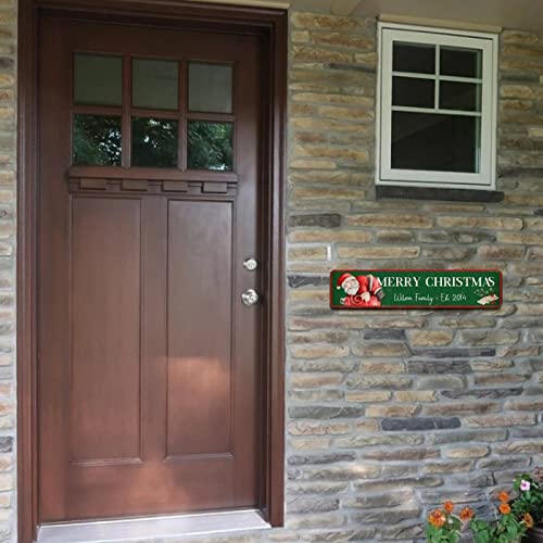 Wodevor Aluminum Sign Merry Christmas Customized Street Sign Christmas Welcome Retro Metal Signs Outdoor Signs Hanging Wall Plaque Kitchen 4X18 Inch #TOP4