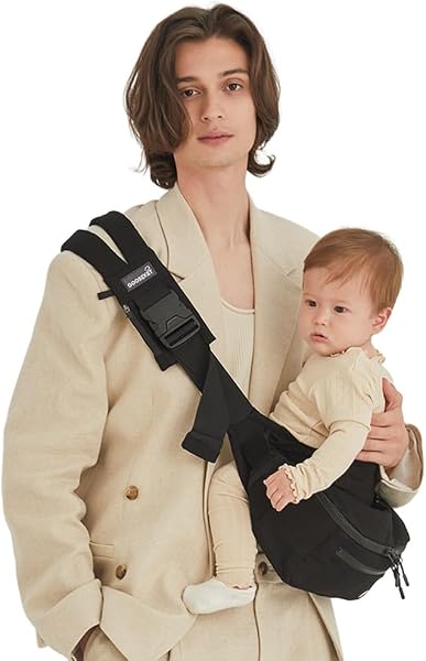【グスケット】365抱っこ紐Plus バッグセット 3WAY バッグ付け外し可能 セカンド抱っこひも ヒップシート スリング 腰すわりから20kgまで 簡単 コンパクト 滑り止め 男女兼用 赤ちゃん 子供 パパママ 収納ポーチ付き GOOSEKET (ブラック) - 1