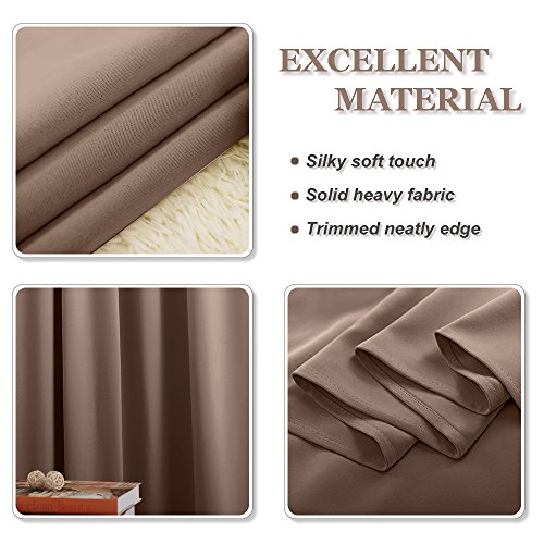Image of PONY DANCE Blackout Curtains Mocha - Thermal Insulated All Seasons Grommet Top Curtain Drapes Heavy-Duty Window Draperies Light Blocking Noise Reducing for Bedroom, 42 by 54 inches, Mocha, 2 PCs