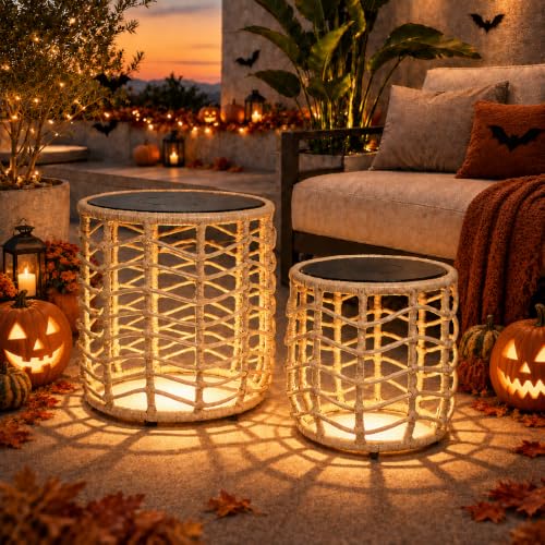 Solar Yard Boho Solar Nesting Tables with...
