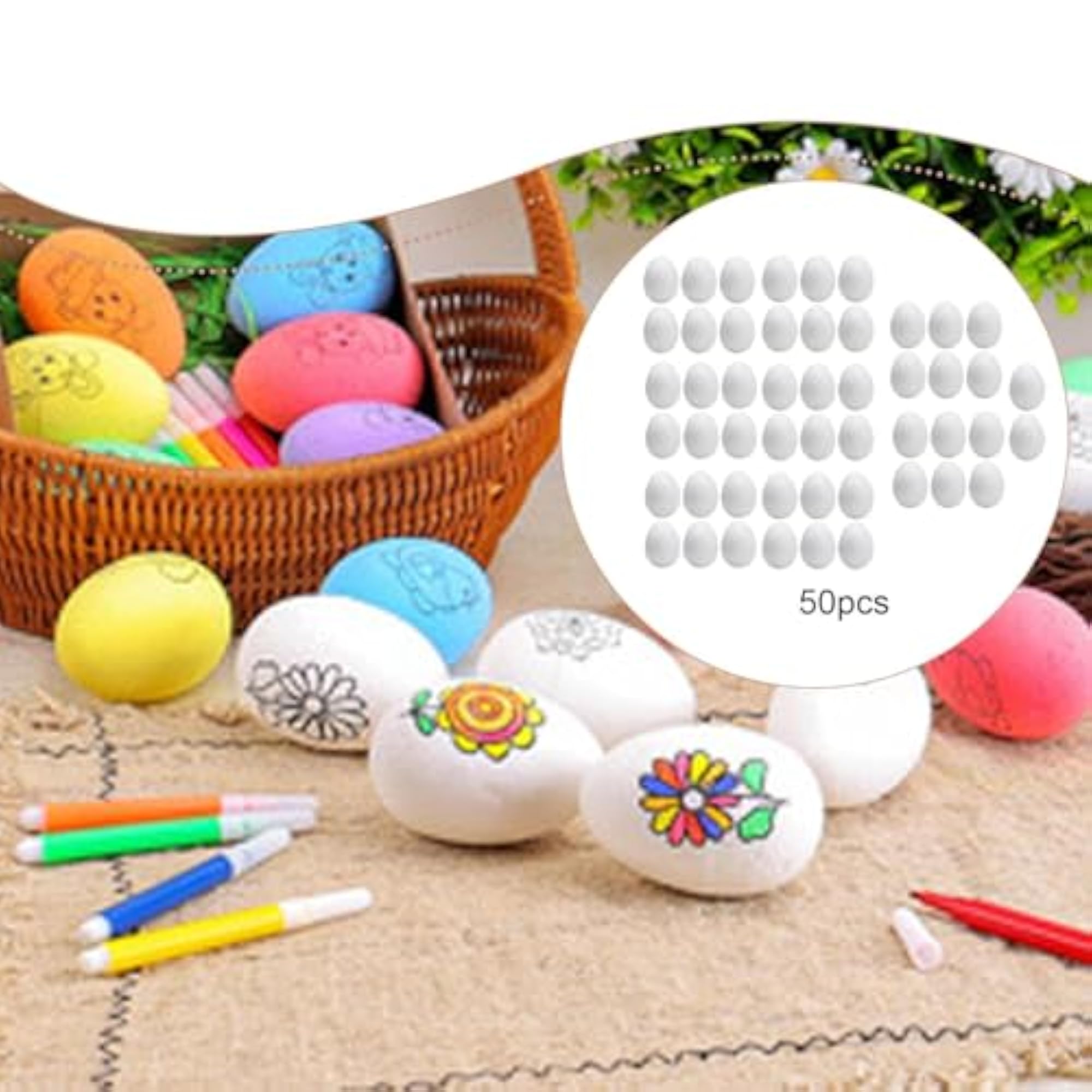 50x Premium Faux Easter Eggs for Home Painting Projects