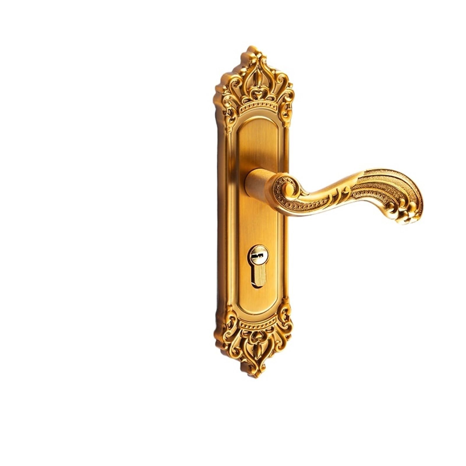 ZONSHJDKR Black Door Lock Simple Indoor Bedroom Engineering Silent Handle Mechanical Hardware(E Yellow Bronze European Style)