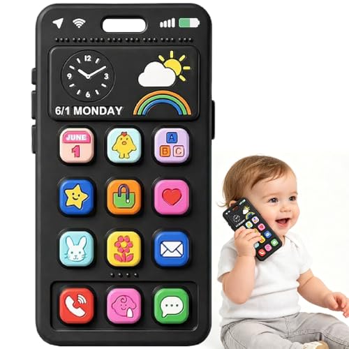 Image of Baby Silicone Phone Teether, Realistic Mobile Phone Teething Toy for Baby 3 6 12 18 Months, Baby's Chew Toys, Food Grade Silicone Teething Toys for Infants, BPA Free, for Babies Gum Relief