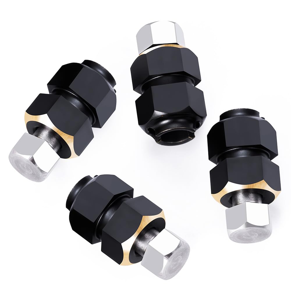 MORLORDY 4Pcs Extended Wheel Hex Hubs Brass Counterweight Hex Adaptor for TRX4M 1/18 RC Crawler Car Upgrade Parts (Black)