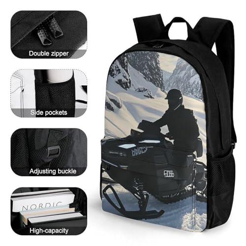 Snowmobile Laptop Backpack - Waterproof Daypack Lightweight Bookbag for Office Outdoor Travel 16 Inch3