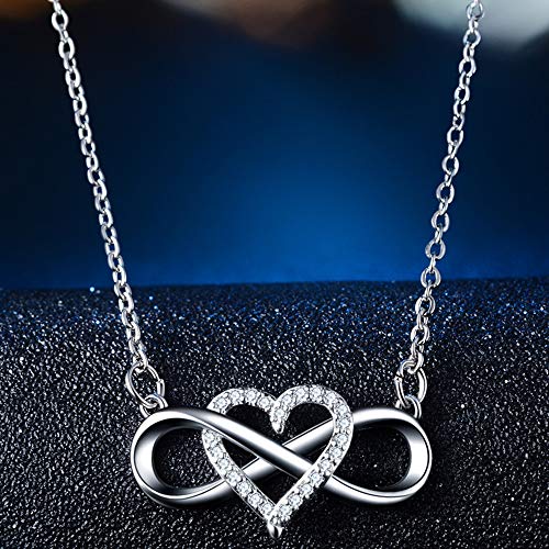 Jude Jewelers Silver Plated Heart Infinity Charm Statement Promise Wedding Anniversary Collar Necklace2