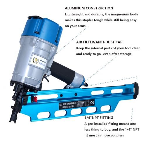Image of Guatemala Style 9021NS Framing Nailer 21 Degree 3-1 /2 inch with Depth Adjustment Professional Air Nail Gun