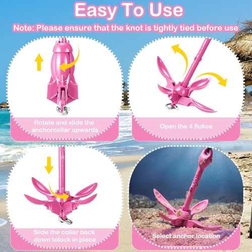 Image of MorningRo 1 Pack 1.5 /3.5 lb Marine Kayak Anchor Kit with 40ft Rope and Buoy Folding Grapnel Boat Anchor Kit Kayak Fishing Accessories for Small Boats, Canoe, SUP Paddle Boards