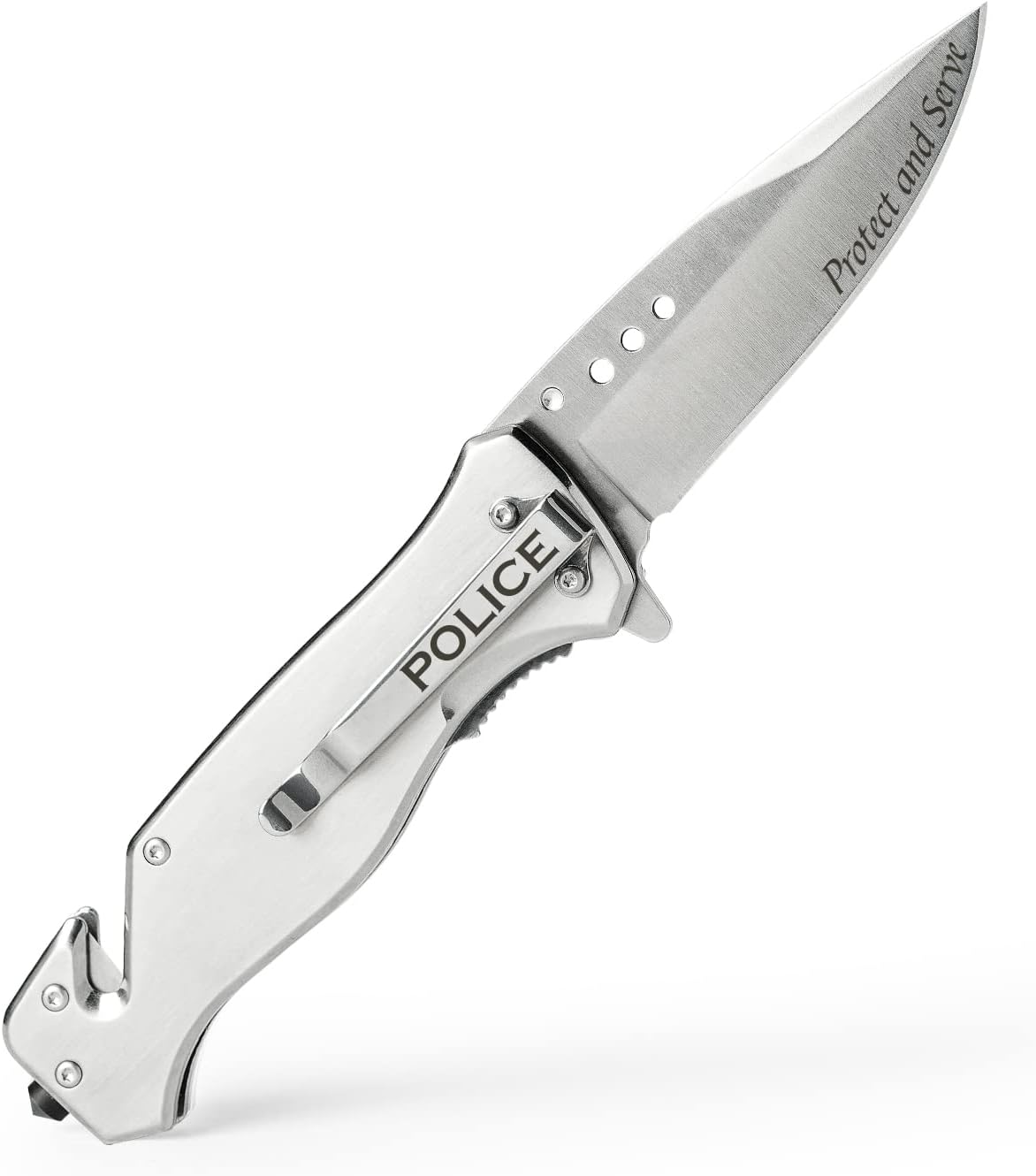 Police Folding Elite Tactical Knife - Great Gift for the First Responder in your Life - (Police) Tactical Knife - Silver