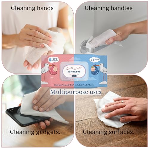 Image of Multipurpose Baby Wet Wipes - 132 Wipes (66 x 2 Packs) | Gentle, Alcohol-Free & Hypoallergenic | Effective Cleaning for Hands, Face & Surfaces