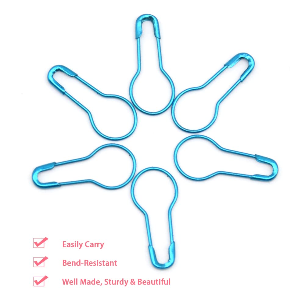 Hocansen 1000 Pcs Safety Pins 22mm Bulb Pin Metal Knitting Pins Calabash Crochet Stitch Markers Gourd Sewing Pin for Crocheting Clothing Tag DIY Craft ProjectSky Blue/BZ-HL - Image 4