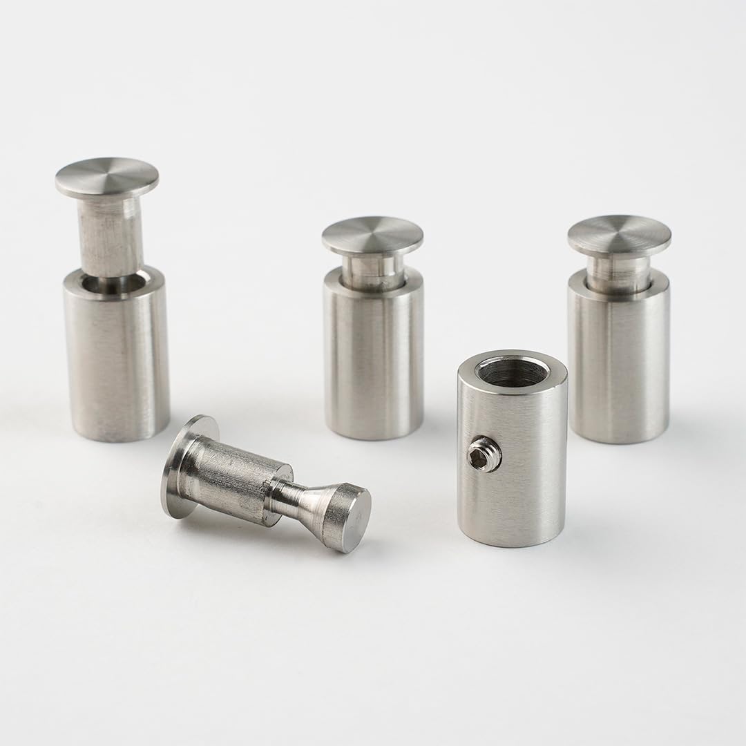 Kit Distanziali Per Targhe Danieli In Acciaio Spazzolato - 16 Pezzi, Chiusura Laterale A Brugola, Per Spessore Max 10mm