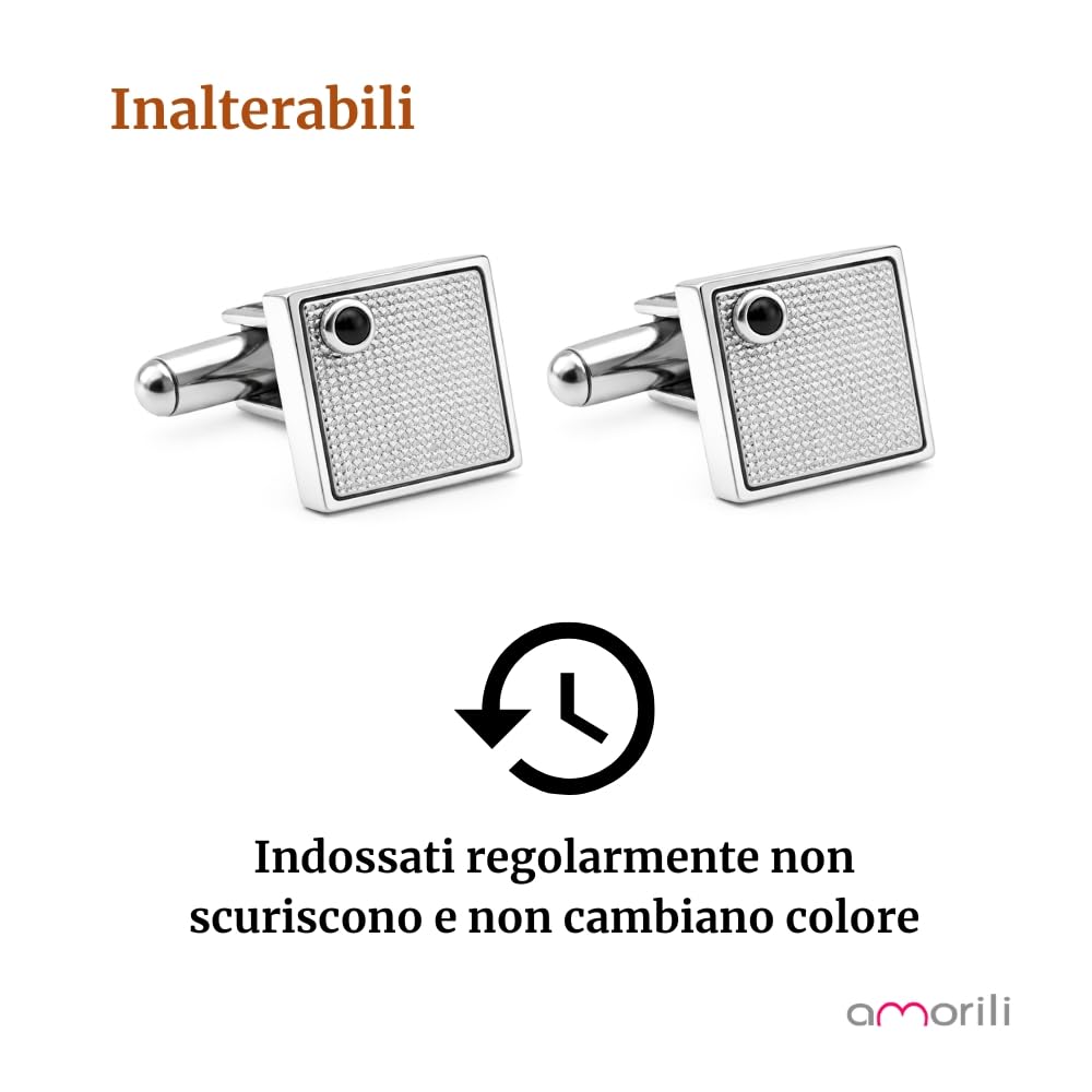 Gemelli Uomo Camicia Diplomatica Acciaio Inox Quadratini con Zircone Eleganti Classici Gemelli da Polso Cerimonia Matrimonio Business Idea Regalo gml0136