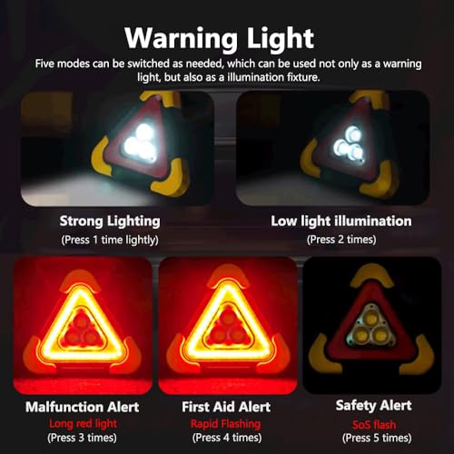 Luz triangular solar multifuncional reflectante y plegable para reparación de automóviles 4