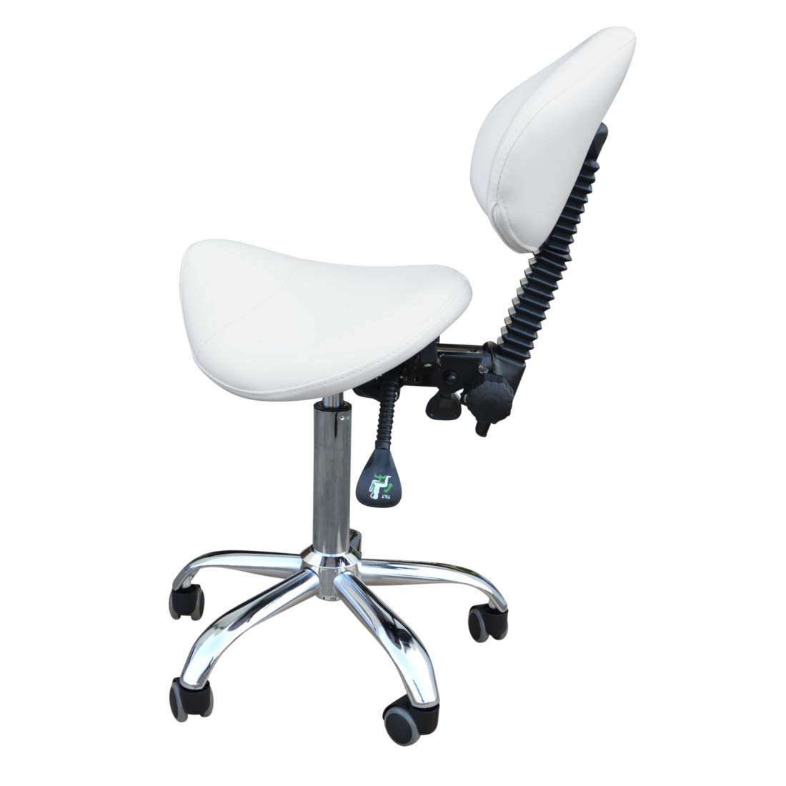 Tabouret de Selle Ergonomique Land pour Esthéticienne, Studio de Tatouage et Physiothérapie (Blanc)