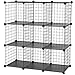 SONGMICS Armadietto Scaffale Fai da Te, Scaffalatura Modulare a 9 Cubi di Rete Metallica, 93 x 31 x 93 cm, Nero LPI115H