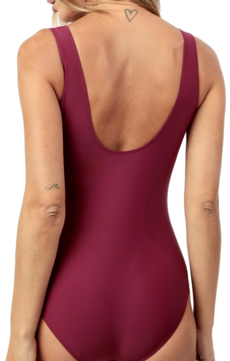 ADMAS Costume Mare Intero Modellante Donna Bordeaux con Profili Dorati 11454
