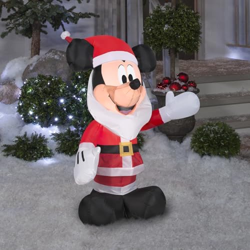Gemmy Inflatables 3.5' Mickey Mouse with Santa Beard Disney Holiday Decor