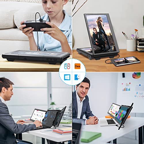 Image of Fagomfer Triple Portable Monitor for Laptop, P2 Pro 13.3 inch Laptop Screen Extender, Dual Display Full 1080p HD IPS, Support M1 MacBook, for 13.3''-16.5'' Notebook Computer Mac Windows /Android