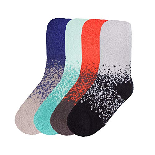 Image of BambooMN Women's Super Soft Fuzzy Socks, Polka Dot, Gradient, Snowflake, Featherlight Cuff - Assorted Colors