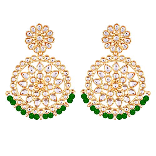 Aheli Ethnic Indian Traditional Faux Kundan Round Chandbali Dangle Earrings Wedding Party Wear Fashion Jewelry for Women