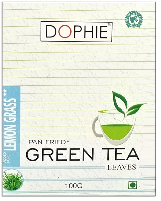 Dophie Green tea leaves with Lemongrass 100g (Pack1) Herbal Tea