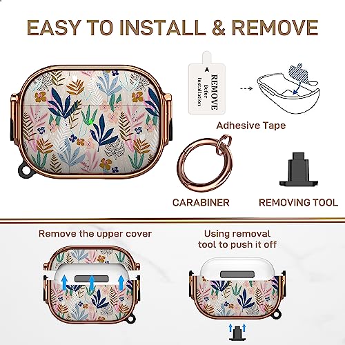 Image of Maxjoy for AirPods Pro 2nd /1st Generation Case with Lock, Cute AirPods Pro 2 Case Lock Protective Hard AirPod Pro Cover for Women Men with Keychain for Airpod Pro (2023 /2022 /2019), Leaf