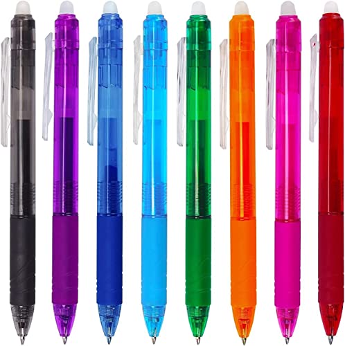 sencoo 8 pack bolígrafos de gel borrables punta fina 0.5 mm