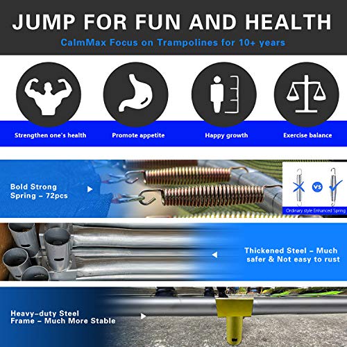 CalmMax Trampolines 12-Foot Jump Trampoline with Enclosure Net, Spring Pad, Ladder - Combo Bounce Outdoor Trampoline for Kids, Adults