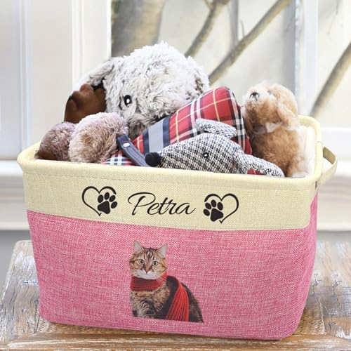 Buaodam Personalisiert Spielzeug Aufbewahrungsbox mit Personalisiertem Haustiernamen oder Wunschtext,für Organisation Katzen und Hundekleidung,Spielzeug