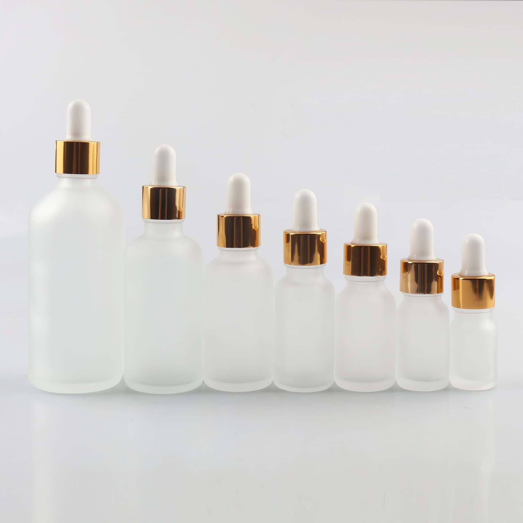 24 Stück 100 ml Leere Matt Transparent glasflasche Tropfflasche Pipettenflaschen mit Glaspipette, 100ml Glasflasche mit Tropfpipette mit Gold Schraubverschluss für ätherische Öle, Parfüm Öle