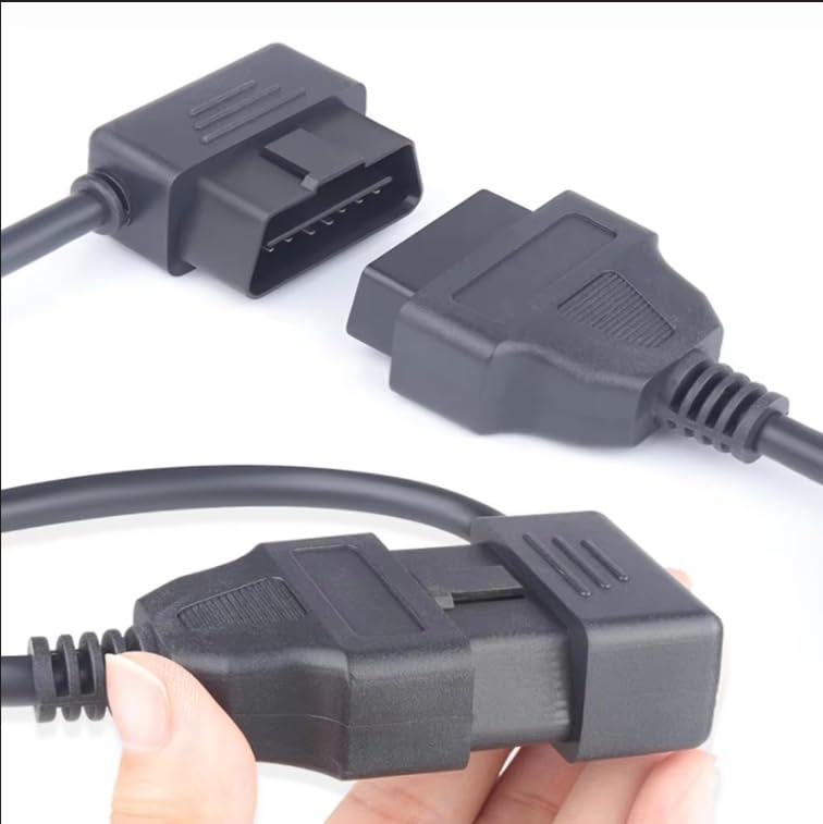 16FT/5m 16Pin OBD2 Extension Cable for Car Diagnostic Tool, OBD-II 16 Pin Right Angle Male to Female ELM327 Diagnostic Extension Cable