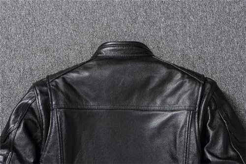Men Natural Leather Jacket First Layer Calfskin Stand Collar Motorcycle Jacket Retro Cowhide Jacket2