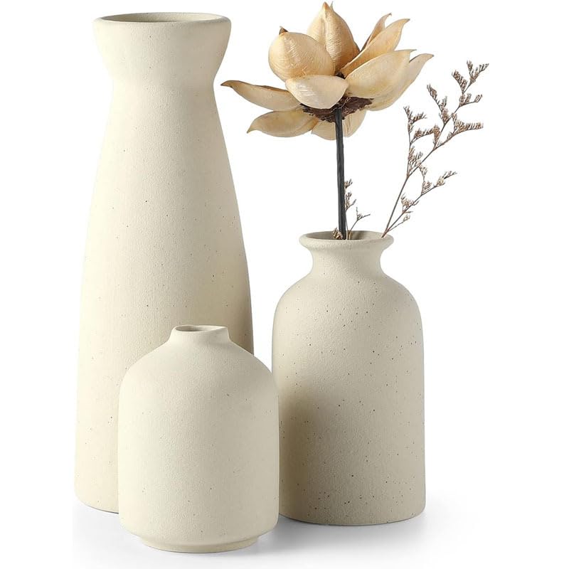 MOooy Ceramic Vase Set Small Flower Vases,Modern Boho Home Decor,Decorative Vase for Pampas Grass&Dried Flowers,idea Shelf,Table,Bookshelf ，Entryway (