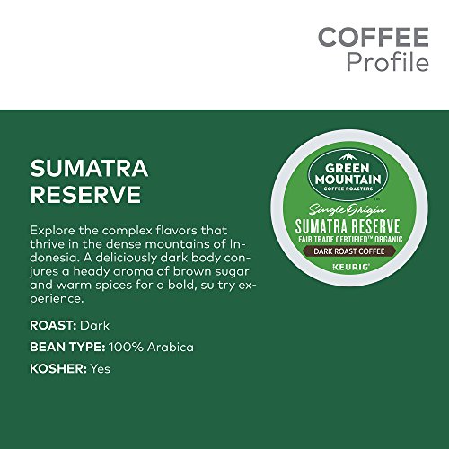 Image of Green Mountain Coffee Roasters Sumatra Reserve Keurig Single-Serve K-Cup Pods, Dark Roast Coffee, 12 Count (Pack of 2)