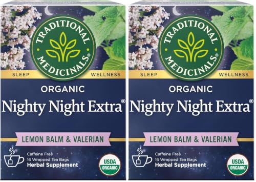 Image of Traditional Medicinals Tea, Organic Nighty Night Extra, Promotes a Good Night's Sleep, 16 Tea Bags (Pack of 2)