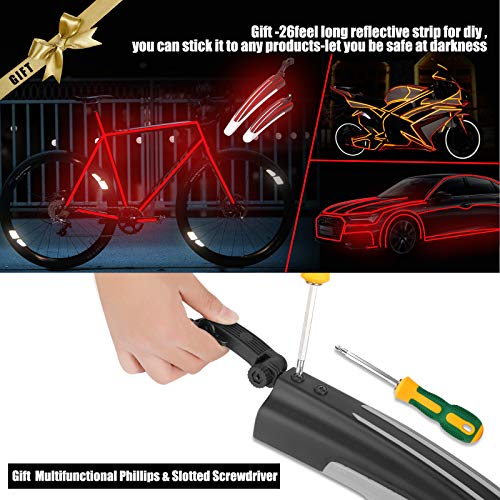 Tagvo Bike Fender Set, 2 Parts-Universal Full Cover Thicken Widen Bicycle Mudguard Set Mountain Bike Front And Rear Mud Guard Portable Adjustable Bike Fender Mudflap For Mtb Mountain Road Bike #TOP6