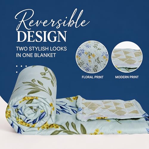 Image of DECORUM Cloud Cotton Double Bed Comforter 90x90 Inch 250 GSM | Ultrasonic Quilted AC Blanket | Lightweight All Season Microfiber Quilt | Ultra Soft & Warm Bedding