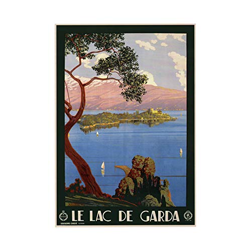 Wee Blue Coo Travel Lake Garda Beautiful Scenic Italy Vintage Advert Wall Art Print