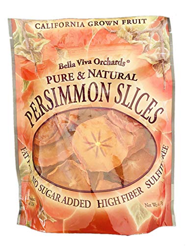 Bella Viva Orchards Persimmon Slices 6 Oz! Pure And Natural Dried Persimmon! Fat Free, No Sugar Added, High Fiber & Sulfite Free! Loaded With Vitamins And Beta Carotene That Looks And Tastes Amazing!
